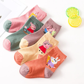 5 Paires=10Pcs Peppa Pig Socks Children's Cotton Thick Sock 2-5Year Old Kid's Cartoon Pattern For Autumn And Winter Baby's Sock