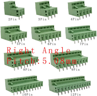 5 Pairs 300V 10A 2EDG 5.08mm PCB Screw Terminal Block Connector Plug Pin Right Angle 5.08mm Pitch Header Plug Socket 2-12PIN