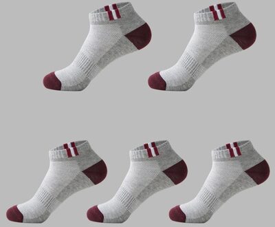 5 Pairs Ademend Katoen Mannen Korte Deodorant Heren Herfst Zomer Sokken Klassieke Patchwork Mesh Mannelijke Sokken Meias Eu 39-42 diep grijs