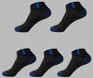 5 Pairs Ademend Katoen Mannen Korte Deodorant Heren Herfst Zomer Sokken Klassieke Patchwork Mesh Mannelijke Sokken Meias Eu 39-42 zwart