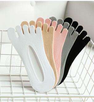 5 Pairs Dunne Zomer Vijf Vinger Zomer Vijf Vinger Sokken Vrouwelijke Fluwelen Onzichtbare Boot Sokken Siliconen Anti-Fall Teen sokken each kleur per paar