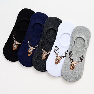 5 Pairs Katoen Mannen Korte Sokken Effen Kleur Laag Onzichtbare Boot Sokken Slippers Ademende Dunne Enkel Zomer Grappige Sokken Man sokken