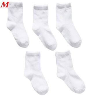 5 Pairs Kinderen Pure Witte Sok Baby Boy Meisje Effen Ademend Katoen Sport Lente