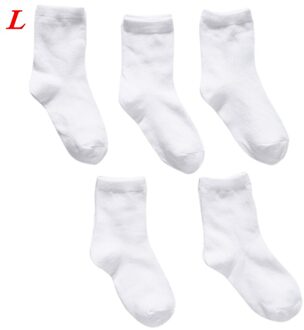 5 Pairs Kinderen Pure Witte Sok Baby Boy Meisje Effen Ademend Katoen Sport Lente