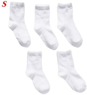 5 Pairs Kinderen Pure Witte Sok Baby Boy Meisje Effen Ademend Katoen Sport Lente