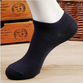 5 Pairs Mannen Casual Ademend Hoge Boot Sokken Effen Kleur Sokken Ondiep Mond Zachte Sokken Mannen schoenen Sokjes 5pairs marine
