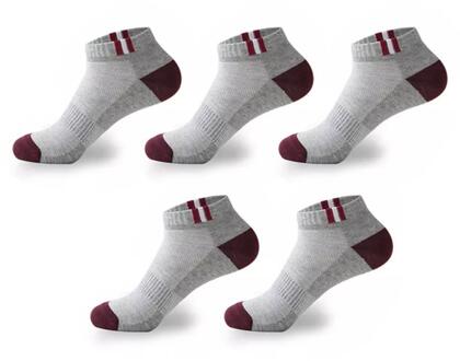 5 Pairs Mannen Sokken Set Katoenen Sokken Mesh Ademend Basketbal Sokken Winter Zomer Sport Grappige Ankle Korte Sokken Big Size 44 47 52-grijs