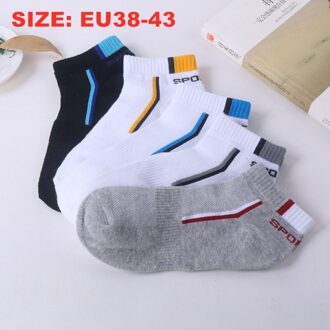 5 Pairs Mannen Sokken Set Katoenen Sokken Mesh Ademend Basketbal Sokken Winter Zomer Sport Grappige Ankle Korte Sokken Big Size 44 47 mengen-L(EU38-43)