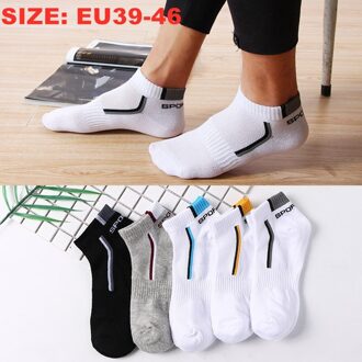 5 Pairs Mannen Sokken Set Katoenen Sokken Mesh Ademend Basketbal Sokken Winter Zomer Sport Grappige Ankle Korte Sokken Big Size 44 47 mengen-XL(EU40-46)