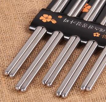 5 Pairs Rvs Vierkante Eetstokjes Chinese Stijlvolle Gezond Licht Gewicht Chinese Eetstokjes Metalen Antislip Keuken plein