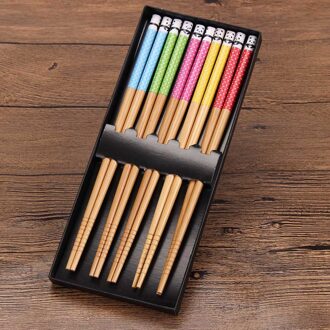 5 Pairs Set Herbruikbare Handgemaakte Bamboe Panda Japanse Natuurlijke Houten Eetstokjes Sushi Voedsel Houten Chop Sticks Baguette Chinoise