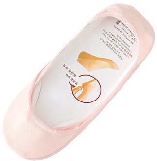 5 Pairs/Set Women Socks Calcetines Mujer Ladies Solid Color Invisible Non-slip Soft Breathable Women Daily Socks Roze
