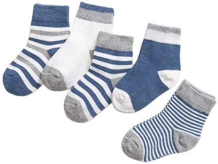 5 Pairs/Sets Jongens Meisjes Leuke Cartoon Streep Patroon Katoenen Sokken Childrens Kids Novelty Ontwerpen DL / 2-3T