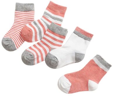 5 Pairs/Sets Jongens Meisjes Leuke Cartoon Streep Patroon Katoenen Sokken Childrens Kids Novelty Ontwerpen DP / 10-12T