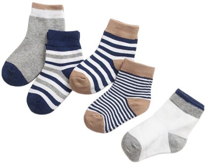 5 Pairs/Sets Jongens Meisjes Leuke Cartoon Streep Patroon Katoenen Sokken Childrens Kids Novelty Ontwerpen NL / 2-3T