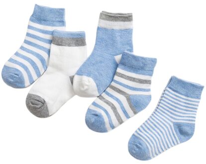 5 Pairs/Sets Jongens Meisjes Leuke Cartoon Streep Patroon Katoenen Sokken Childrens Kids Novelty Ontwerpen QL / 10-12T