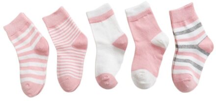 5 Pairs/Sets Jongens Meisjes Leuke Cartoon Streep Patroon Katoenen Sokken Childrens Kids Novelty Ontwerpen QP / 2-3T