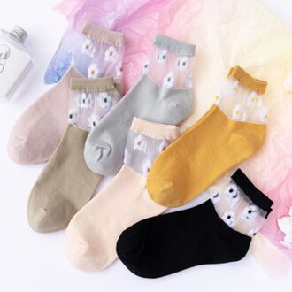 5 Pairs/Sokken Vrouwen Dunne Sokken Zomer Boot Sokken Transparante Sokken Kristal Sokken Vrouwen Sokken Ademende Sokken