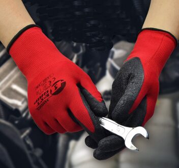 5 Pairs Veiligheid Handschoen Nylon Spandex Latex Ruwe Gecoat Tuin Werkhandschoenen M