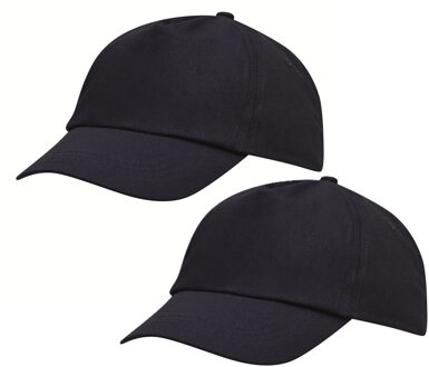 5-panel baseballcap donkerblauw met klittenbandsluiting voor volwassenen 4 stuks