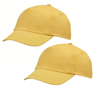 5-panel baseballcap geel met klittenbandsluiting voor volwassenen 4 stuks