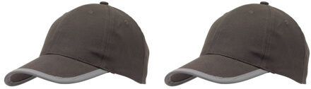 5-panel baseballcap grijs met reflecterende rand voor volwassenen 2 stuks