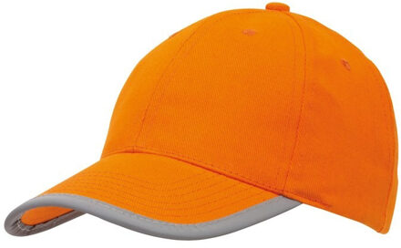 5-panel baseballcap oranje met reflecterende rand voor volwassenen