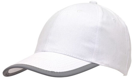 5-panel baseballcap wit met reflecterende rand voor volwassenen