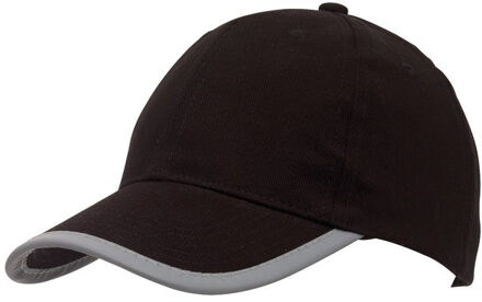 5-panel baseballcap zwart met reflecterende rand voor volwassenen