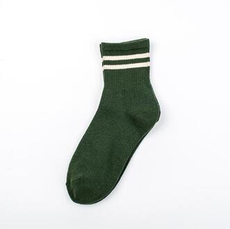 5 Paren/partij Vrouwen Sokken Herfst Winter Gestreepte Gelukkig Sokken Katoenen Sokken Mode groen
