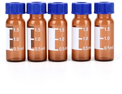 5 Pc 2Ml Sample Flesjes Flessen Bruin Plastic Deksel Afgestudeerd Ronde Glazen Reagensfles Blauw Schroefdop Schroef Op cover Afstuderen