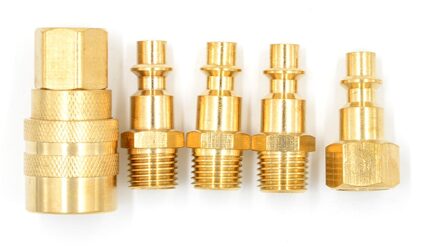 5 Pcs 1/4 "Npt Massief Messing Snelkoppeling Set Luchtslang Connector Fittings 1/4" Npt Plug Vrouwelijke Mannelijke quick Plug Tool Set