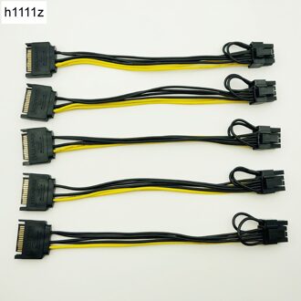 5 PCS 15pin SATA Male naar 8pin (6 + 2) PCI-E Voeding Kabel 20 cm SATA Kabel 15-pin naar 8 pin kabel 18AWG Draad voor Grafische Kaart