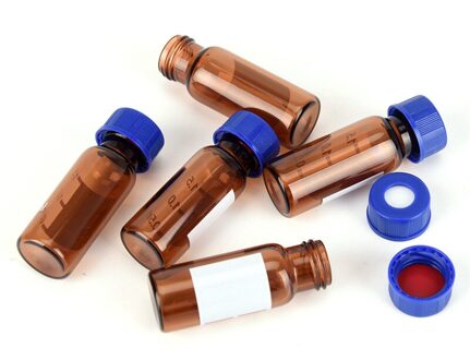 5 Pcs 2Ml Bruin Plastic Deksel Afgestudeerd Ronde Glazen Reagensfles Blauw Schroefdop Schroef Op Cover Afstuderen Sample flesjes