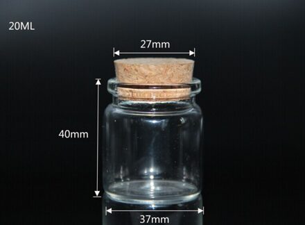 5 Pcs 37*40 Mm 20 Ml Glazen Flessen Wish Fles Lege Glazen Sample Opslag Potten Flesjes Met Kurk stoppers Voor Decoratie Diy Craft