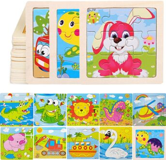 5 Pcs 3D Puzzel Houten Voor Kinderen Baby Cartoon Dier Voertuig Hout Jigsaw Speelgoed Early Educatief Intelligentie Speelgoed