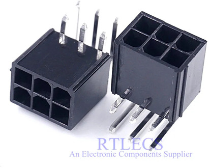 5 pcs 4.2 mm 6 Pin Header Male Pin Graphics card GPU PCI-E PCIe Power connector Right Angle Through Hole 2 Square 4 Tapered