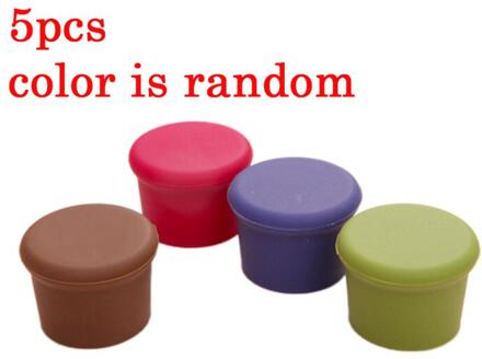 5 Pcs 4 Kleuren Food Grade Herbruikbare Lekvrije Wijn Bier Cover Fles Cap Silicone Stopper Drank Voor Thuis Bar stopper Cover 5stk willekeurig kleuren