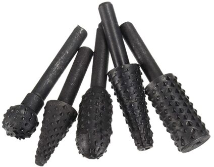 5 Pcs/6 Pcs Rasp File Boren Rasp Set Boor Grinder Boor Rasp Voor Houtbewerking Carving Tool 1/4 "Ronde Schacht Rotary Burr Set Black1 5stk