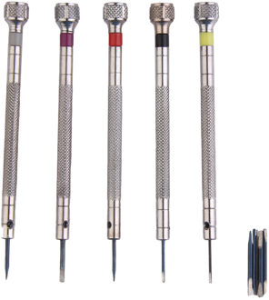 5 Pcs Alloy Steel Horloge Schroevendraaier Horloges Gereedschap Reparatie Kit Klok Multi Size Band Removal Mini Zilver Link Pins Horlogemakers tool