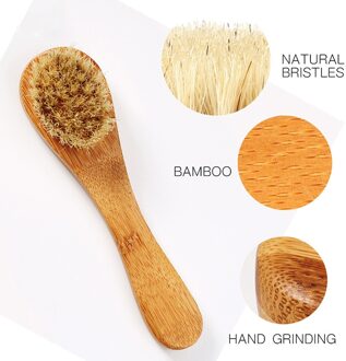 5 pcs Bamboe Body Massage Borstel Wit Varken Haren Rubber Massage Hoofd voor Badkamer Bad Borstel Tool