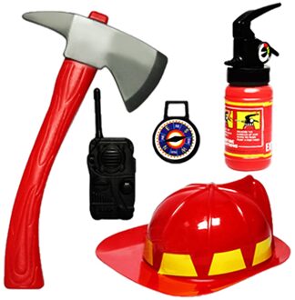 5 Pcs Brandweerman Pretend Play Speelgoed Firefighter Kostuum Rollenspel Met Brandweerman Helm Accessoires Voor Kids Brandweerman Cosplay Spelletjes Speelgoed