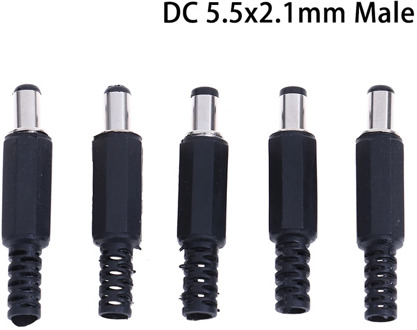 5 Pcs DC Power Plug For Welding Line Black 2.1mm X 5.5mm DC Power Male Plug Jack Adapter 5.5 X 2.1 Mm