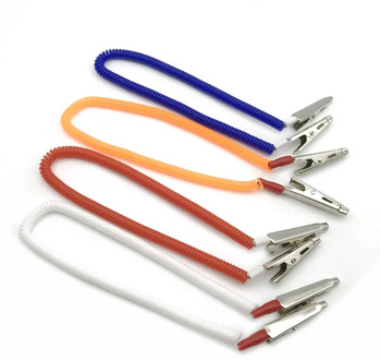 5 Pcs Dental Spring Chain Clips Dental Paper Bibs Napkin Holder Chain Clips Tools Yellow + Red