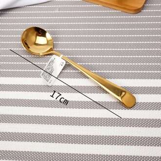 5 Pcs Dessert Ijs Thee Koffie Salade Mengen Lepel Lange Steel Ronde Fruit Lepel Theelepel Drank Servies Rvs goud / 1 stk