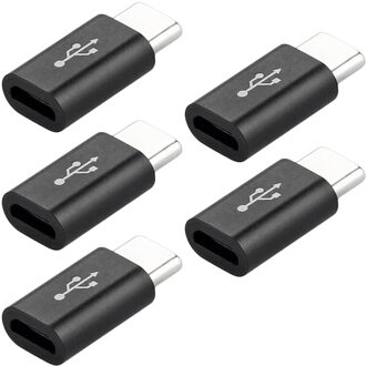 5 Pcs Exquisite Kleine Micro USB-C Type-C Usb 3.1 Data Opladen Adapter Handig Algemene Voor Smart Product 2 Kleuren Adapters zwart