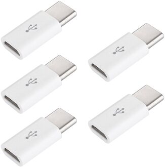 5 Pcs Exquisite Kleine Micro USB-C Type-C Usb 3.1 Data Opladen Adapter Handig Algemene Voor Smart Product voor Huawei Xiaomi 5stk wit