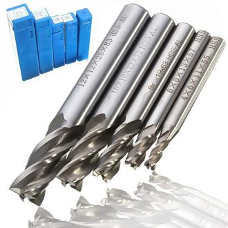5 Pcs Frees Hss Cnc Rechte Schacht 4 Flute End Mill Cutter Boor Tool 4/6/8/10/12M Freesmachines