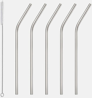 5 Pcs Herbruikbare Rietje 304 Rvs Metalen Stro Met Cleaner Brush Bar Accessoires 1