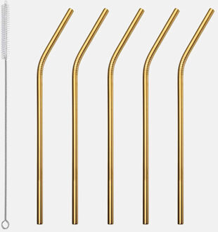 5 Pcs Herbruikbare Rietje 304 Rvs Metalen Stro Met Cleaner Brush Bar Accessoires 2